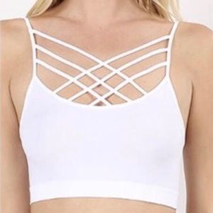 NWT White Criss Cross Bralette Size S/M